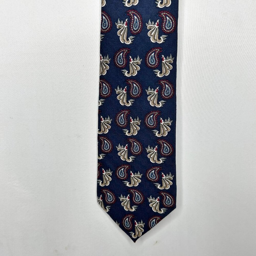 Vintage Bristol Bay Men’s Neck Tie 3 ¾” 100% Silk Blue Maroon Beige Paisley USA